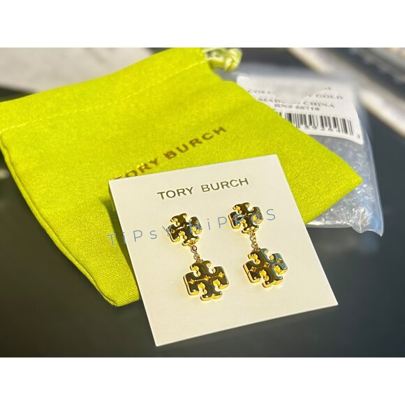 NEW!!! Tory Burch Gold Kira Logo Dangle Earrings - Picture 4 of 4
